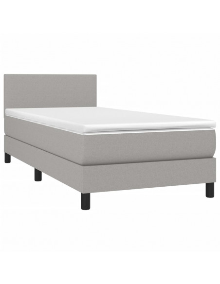 Letto a Molle Materasso e LED Grigio Chiaro 90x200 cm Tessuto