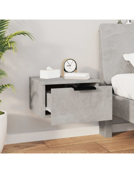 Comodini a Muro 2 pz Grigio Cemento 34x30x20 cm