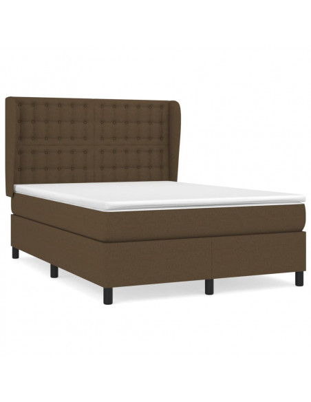 Giroletto a Molle con Materasso Marrone Scuro 140x190cm Tessuto