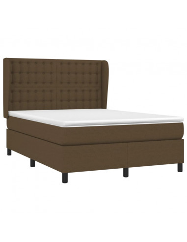 Giroletto a Molle con Materasso Marrone Scuro 140x190cm Tessuto