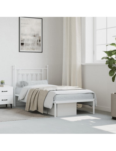 Giroletto con Testiera Metallo Bianco 90x200 cm