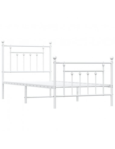 Giroletto con Testiera e Pediera Metallo Bianco 90x190 cm