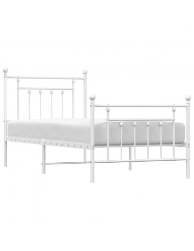 Giroletto con Testiera e Pediera Metallo Bianco 90x190 cm