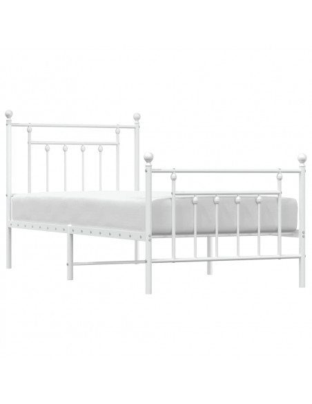 Giroletto con Testiera e Pediera Metallo Bianco 90x190 cm