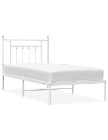 Giroletto con Testiera Metallo Bianco 90x190 cm