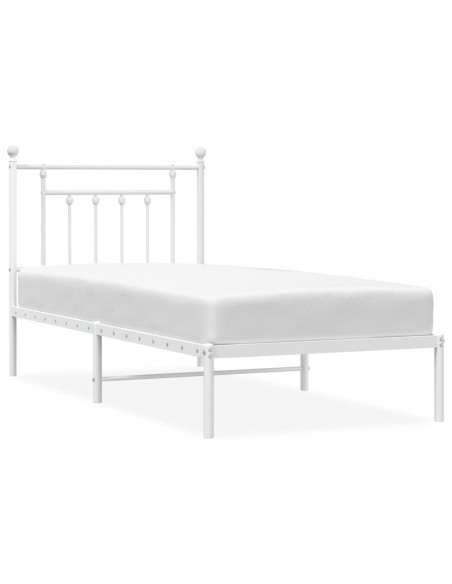 Giroletto con Testiera Metallo Bianco 90x190 cm