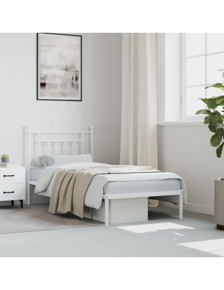 Giroletto con Testiera Metallo Bianco 90x190 cm