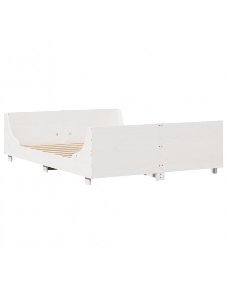 Giroletto con Testiera Bianco 135x190 cm Legno Massello di Pino