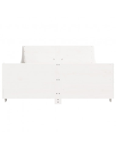 Giroletto con Testiera Bianco 135x190 cm Legno Massello di Pino