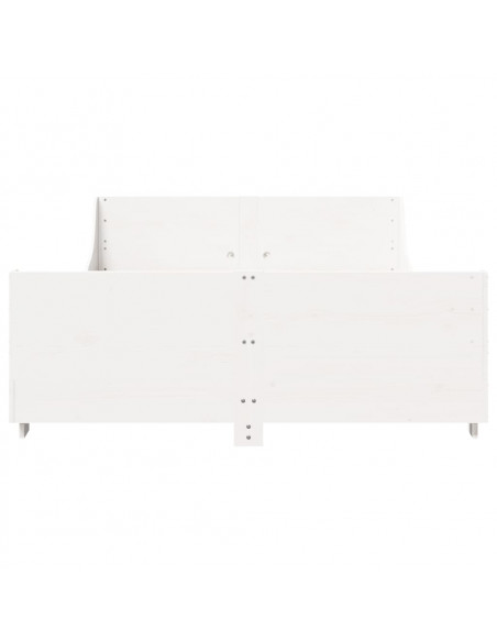 Giroletto con Testiera Bianco 135x190 cm Legno Massello di Pino