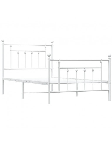Giroletto con Testiera e Pediera Metallo Bianco 100x190 cm