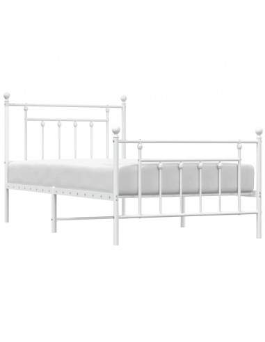Giroletto con Testiera e Pediera Metallo Bianco 100x190 cm