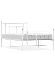 Giroletto con Testiera e Pediera Metallo Bianco 107x203 cm 2