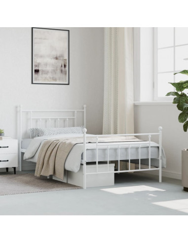 Giroletto con Testiera e Pediera Metallo Bianco 107x203 cm