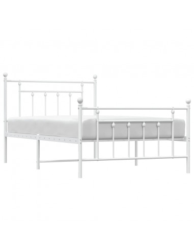 Giroletto con Testiera e Pediera Metallo Bianco 107x203 cm