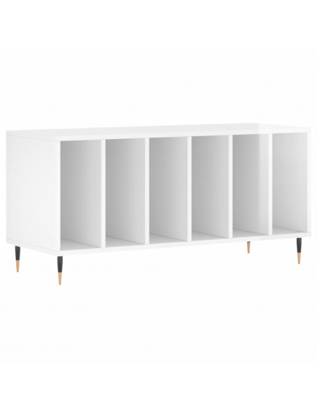 Mobile Porta Dischi Bianco Lucido 100x38x48cm Legno Multistrato