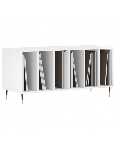 Mobile Porta Dischi Bianco Lucido 100x38x48cm Legno Multistrato
