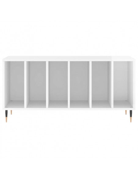 Mobile Porta Dischi Bianco Lucido 100x38x48cm Legno Multistrato