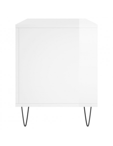 Mobile Porta Dischi Bianco Lucido 100x38x48cm Legno Multistrato