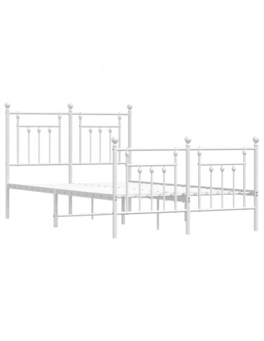 Giroletto con Testiera e Pediera Metallo Bianco 120x190 cm