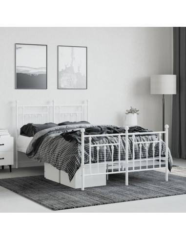 Giroletto con Testiera e Pediera Metallo Bianco 120x190 cm