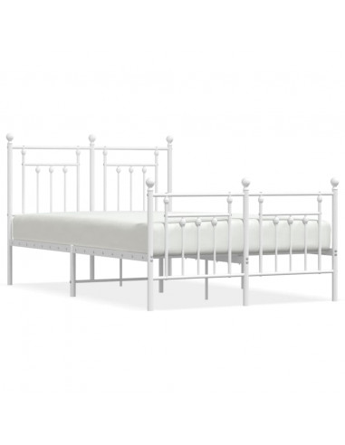 Giroletto con Testiera e Pediera Metallo Bianco 120x200 cm