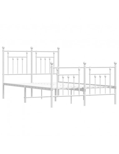 Giroletto con Testiera e Pediera Metallo Bianco 120x200 cm