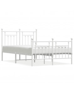 Giroletto con Testiera e Pediera Metallo Bianco 135x190 cm 2