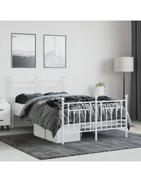 Giroletto con Testiera e Pediera Metallo Bianco 135x190 cm