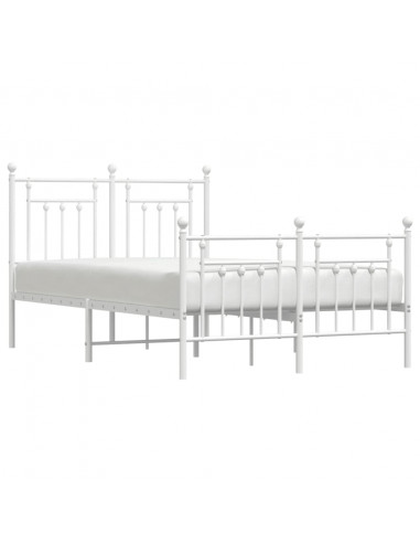 Giroletto con Testiera e Pediera Metallo Bianco 135x190 cm