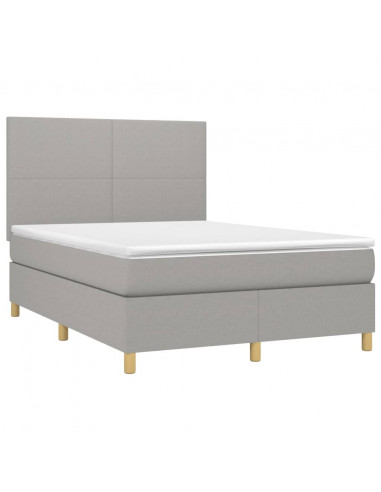 Letto a Molle Materasso e LED Grigio Chiaro 140x200 cm Tessuto