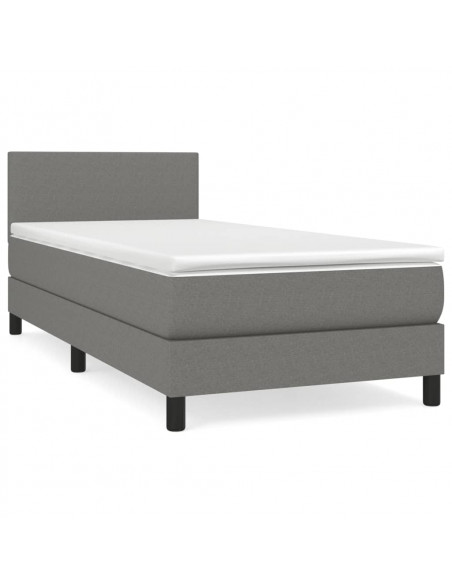 Giroletto a Molle con Materasso Grigio Scuro 80x200 cm Tessuto