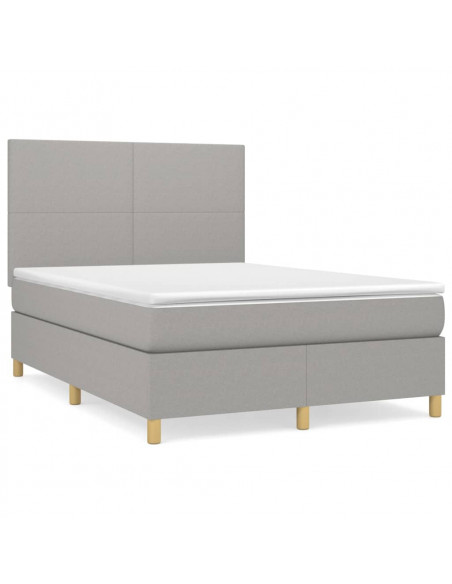 Giroletto a Molle con Materasso Grigio Chiaro 140x190cm Tessuto
