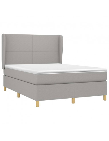 Giroletto a Molle con Materasso Grigio Chiaro 140x200cm Tessuto