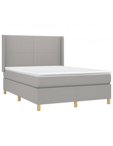 Giroletto a Molle con Materasso Grigio Chiaro 140x190cm Tessuto