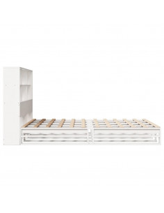 Letto Libreria senza Materasso Bianco 120x200 cm Legno Massello 2