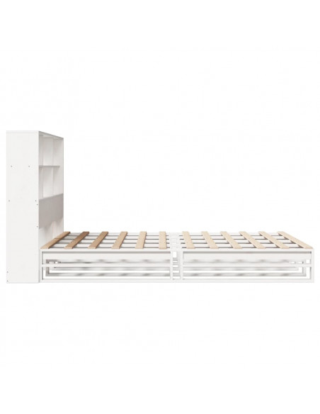Letto Libreria senza Materasso Bianco 120x200 cm Legno Massello