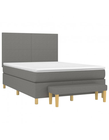 Giroletto a Molle con Materasso Grigio Scuro 140x200cm Tessuto