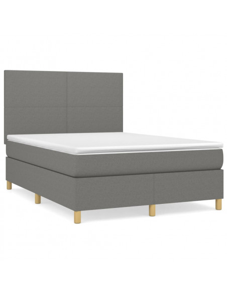 Giroletto a Molle con Materasso Grigio Scuro 140x200cm Tessuto