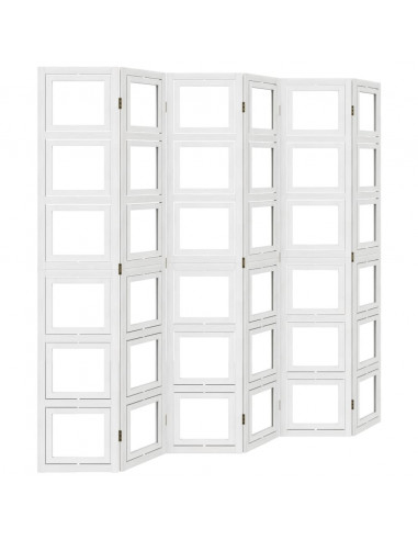 Divisorio Ambienti 6Pannelli Bianco Legno Massello di Paulownia