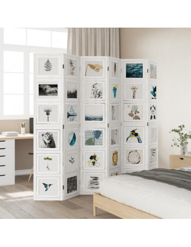 Divisorio Ambienti 6Pannelli Bianco Legno Massello di Paulownia