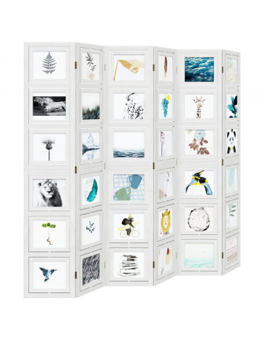 Divisorio Ambienti 6Pannelli Bianco Legno Massello di Paulownia