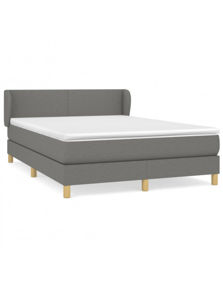 Giroletto a Molle con Materasso Grigio Scuro 140x190 cm Tessuto