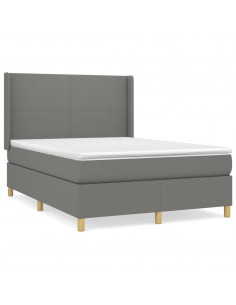 Giroletto a Molle con Materasso Grigio Scuro 140x190 cm Tessuto 2