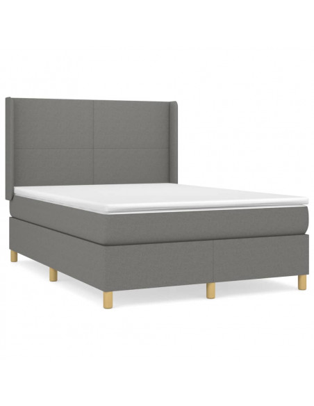 Giroletto a Molle con Materasso Grigio Scuro 140x190 cm Tessuto