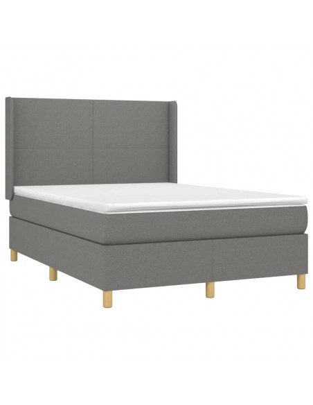 Giroletto a Molle con Materasso Grigio Scuro 140x190 cm Tessuto