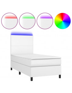 Giroletto Molle con Materasso e LED Bianco 80x200 cm Similpelle 2