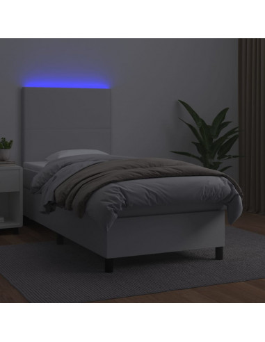 Giroletto Molle con Materasso e LED Bianco 80x200 cm Similpelle