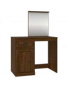 Toeletta Specchio Rovere Marrone 90x50x132,5 Legno Multistrato 2