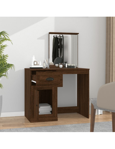 Toeletta Specchio Rovere Marrone 90x50x132,5 Legno Multistrato